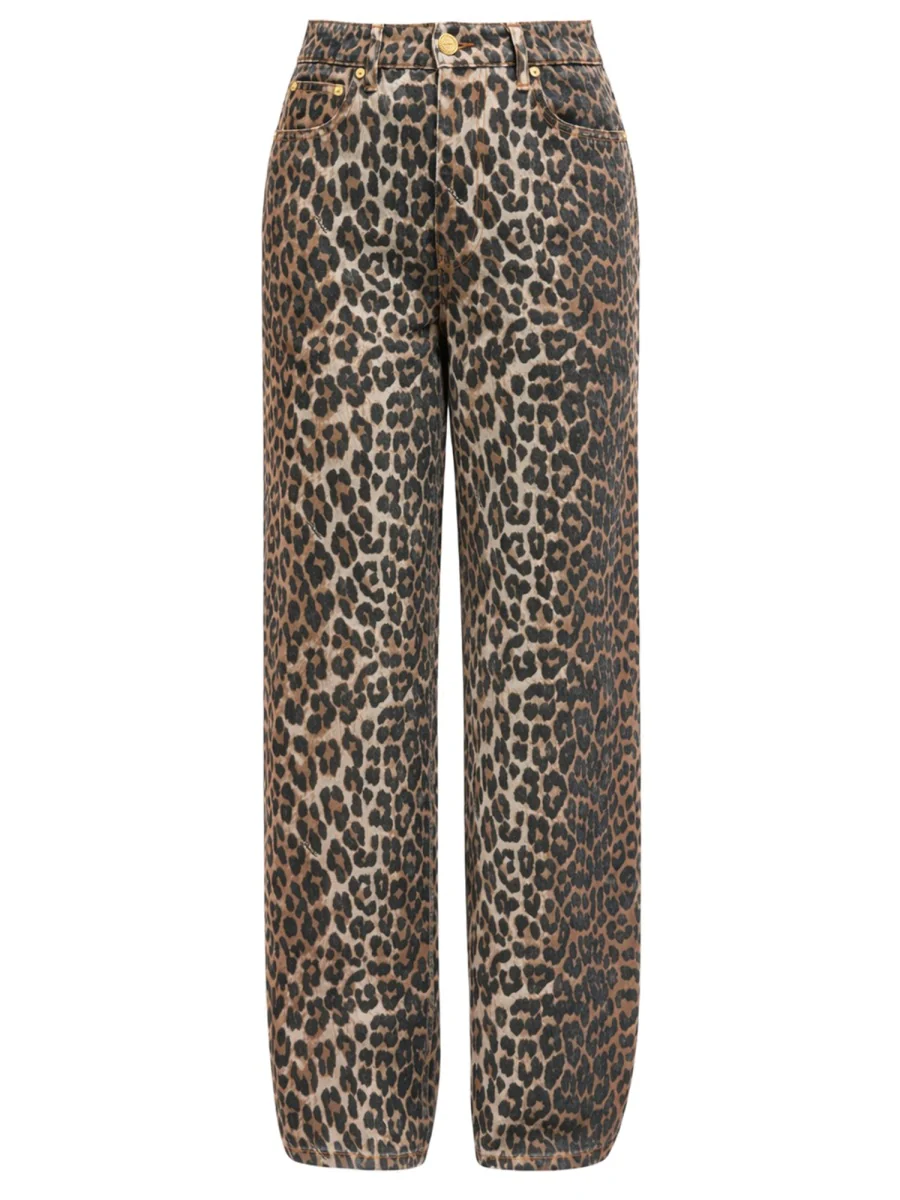 GANNI Lari Leopard Print Jeans