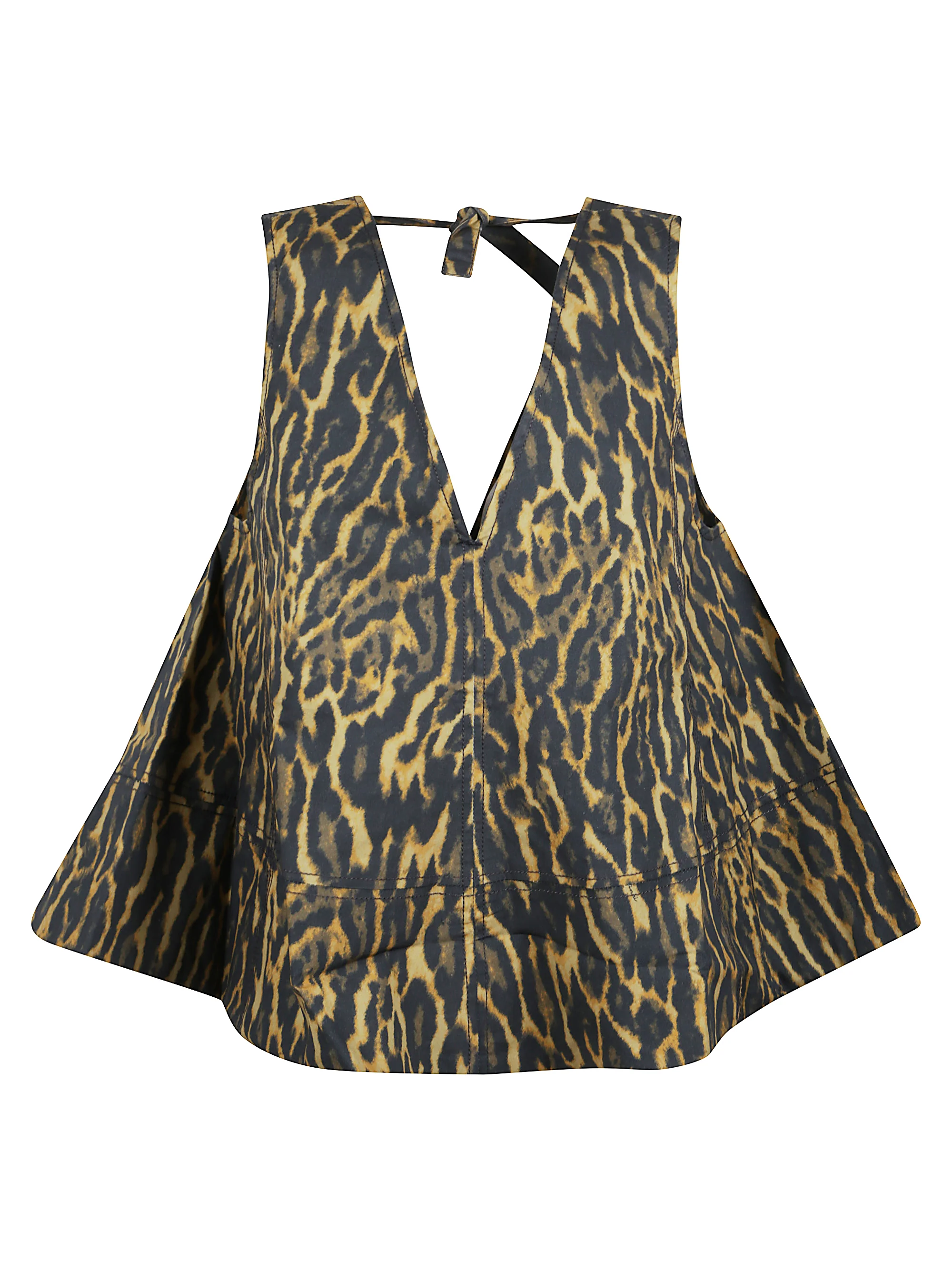 GANNI Leopard Cotton A-line Top