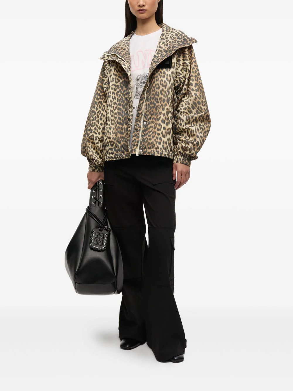 GANNI Leopard Print Nylon Jacket - Image 4