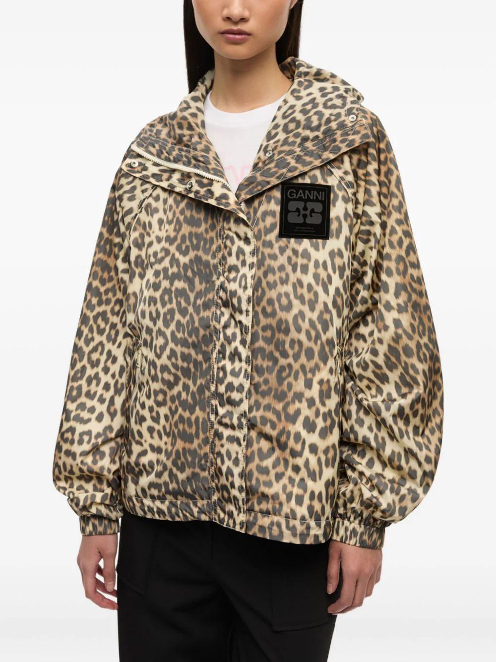 GANNI Leopard Print Nylon Jacket - Image 5