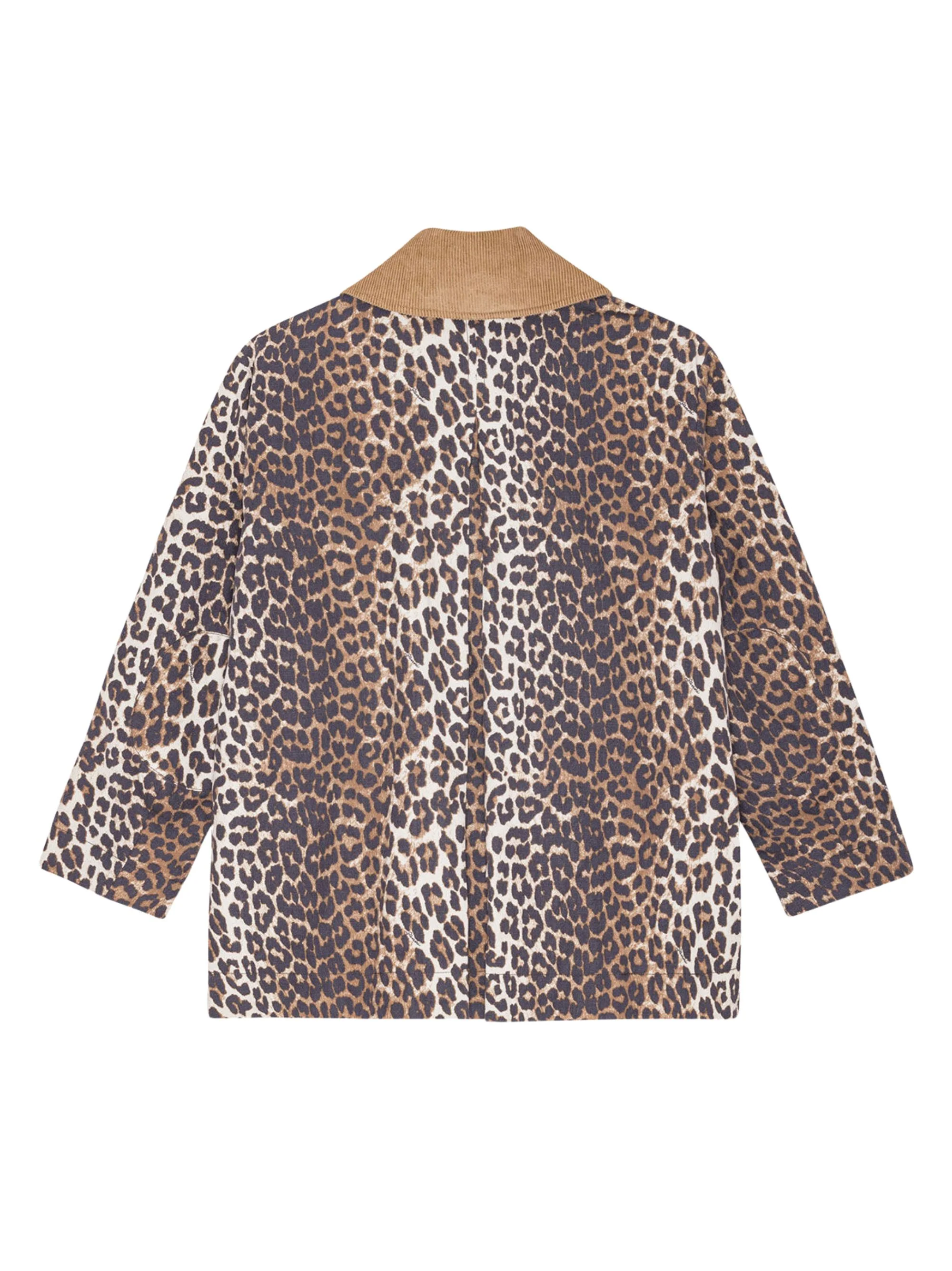 GANNI Leopard Printed Canvas Midi Jacket - Image 2