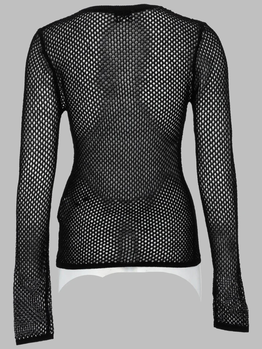 Ganni Long Sleeve Mesh T-Shirt with Floral Embellishments - Image 2