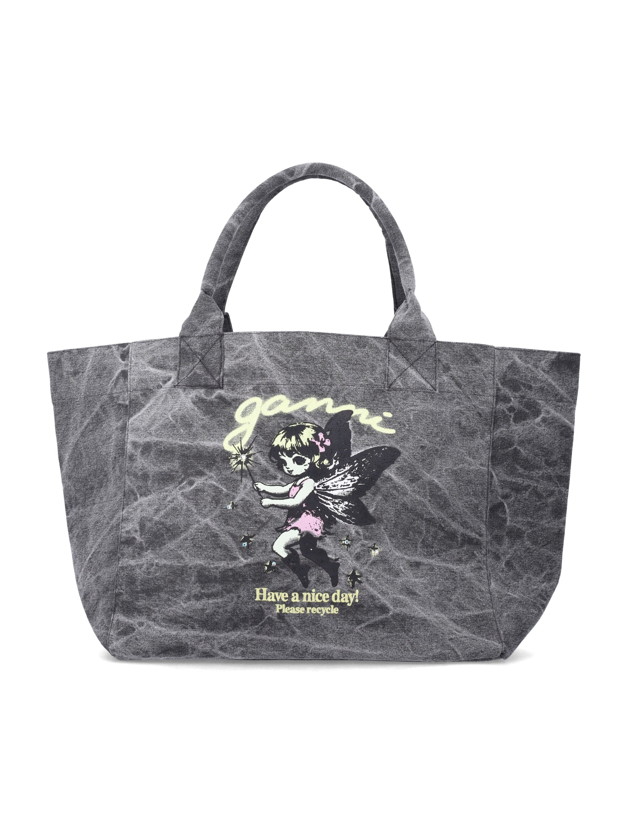 Ganni Medium Tote Handbag with Whimsical Print