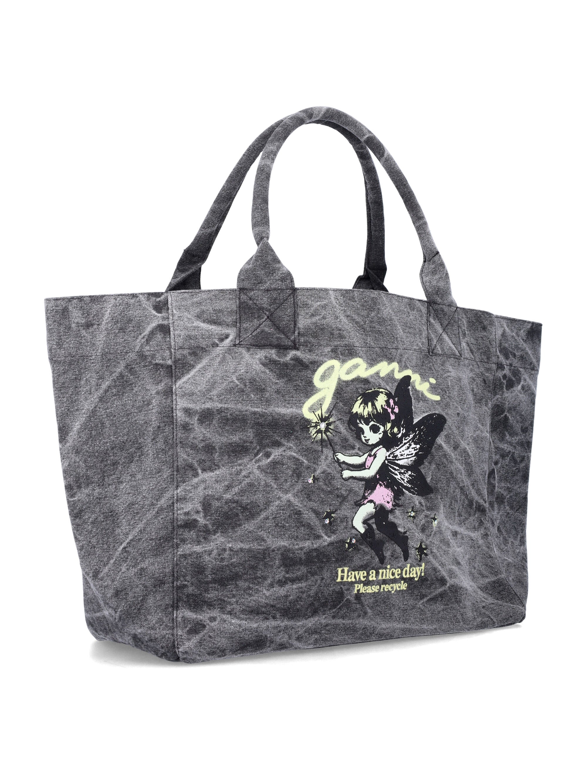 Ganni Medium Tote Handbag with Whimsical Print - Image 2