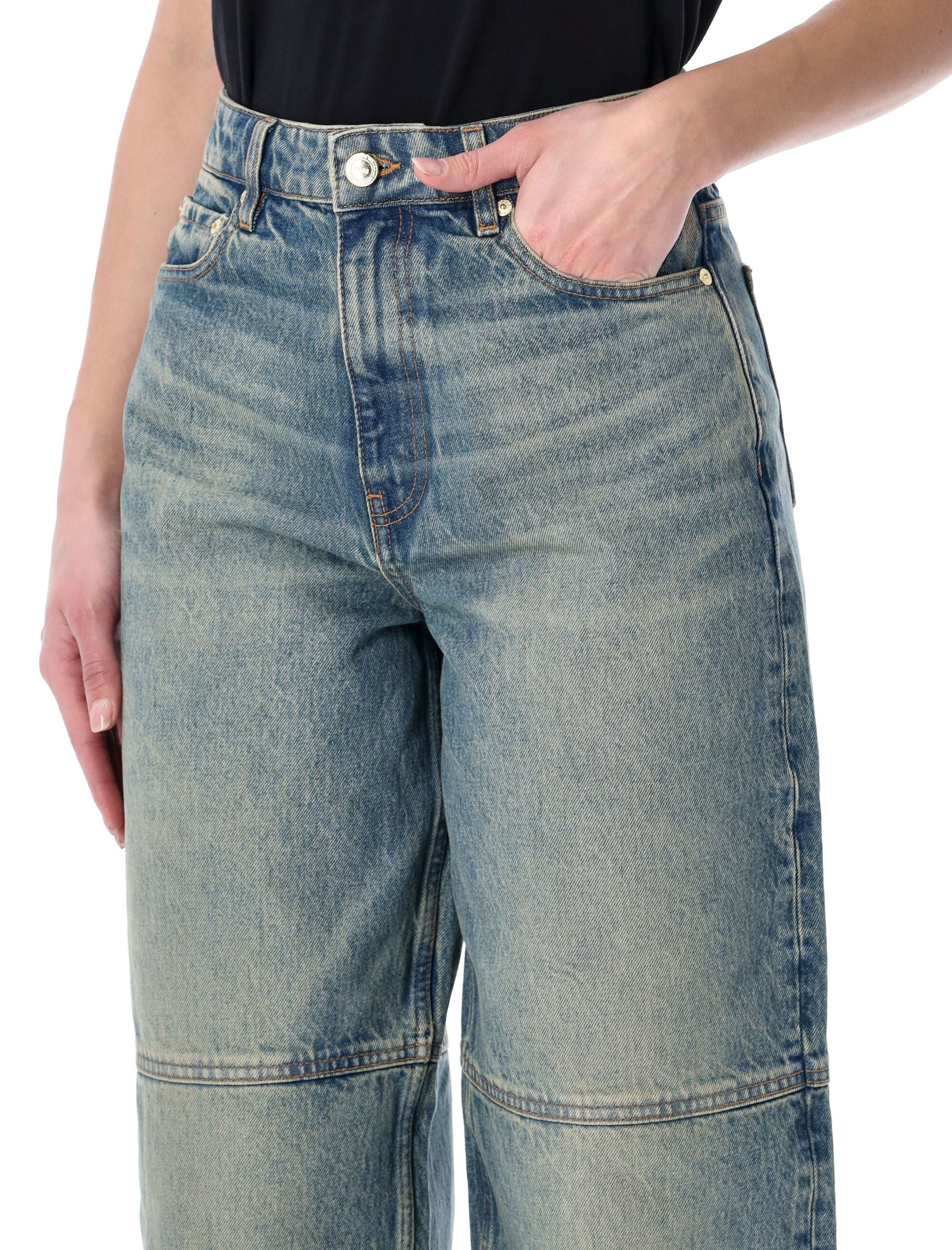 Ganni Mid-Rise Barrel Leg Jeans - Size 26 - Image 3