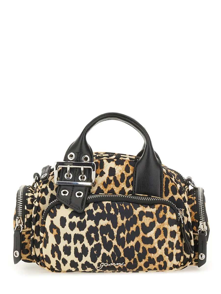 Ganni Mini Animal Print Recycled Nylon Handbag