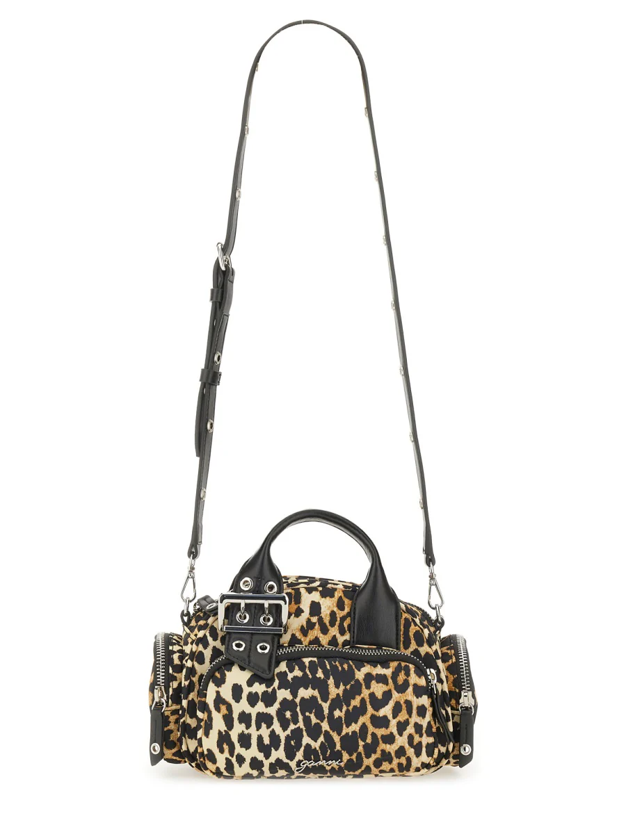Ganni Mini Animal Print Recycled Nylon Handbag - Image 6