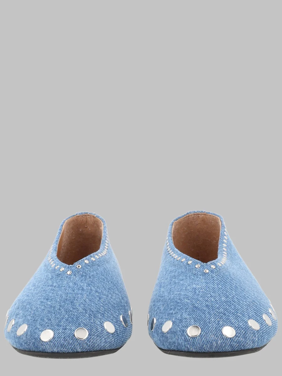 Ganni Organic Cotton Denim Flats for Women