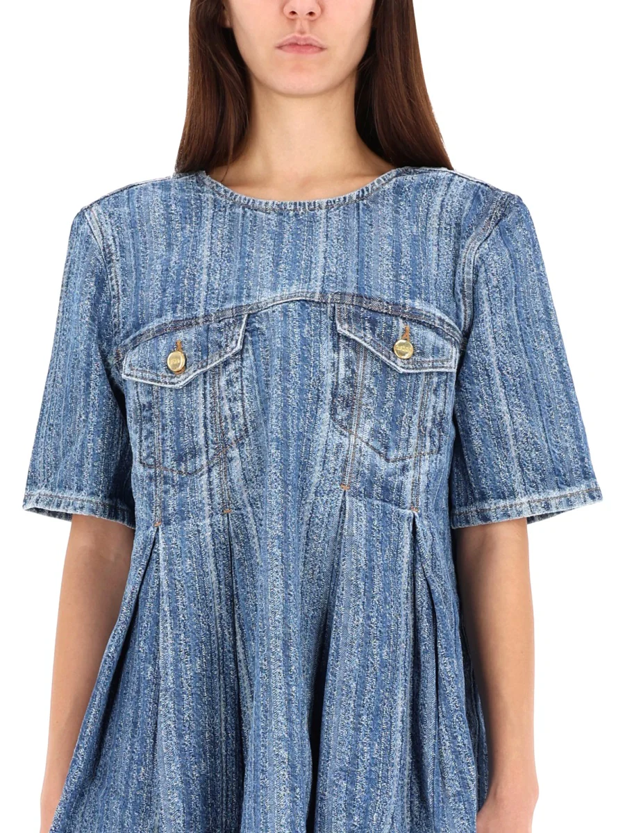 Ganni Organic Cotton Denim Mini Dress - Image 4
