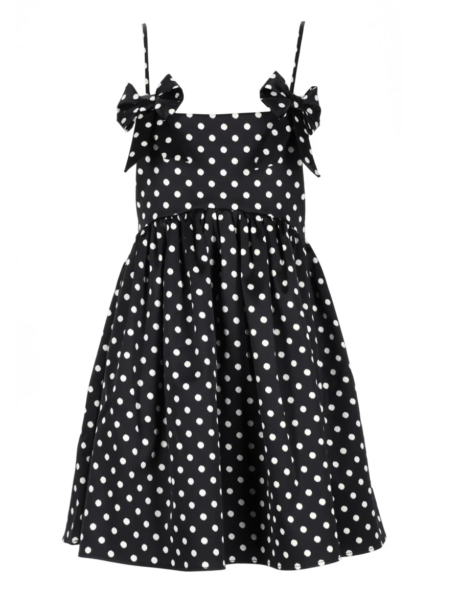 GANNI Polka-Dot Satin Mini Dress