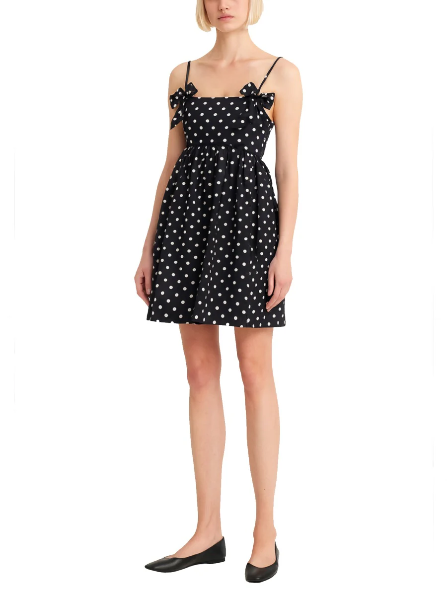 GANNI Polka-Dot Satin Mini Dress - Image 5