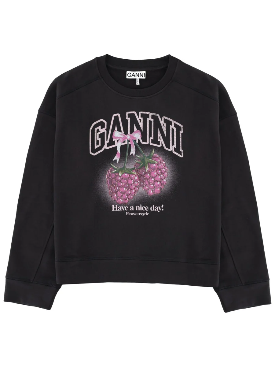 GANNI Raspberry-print Sweatshirt