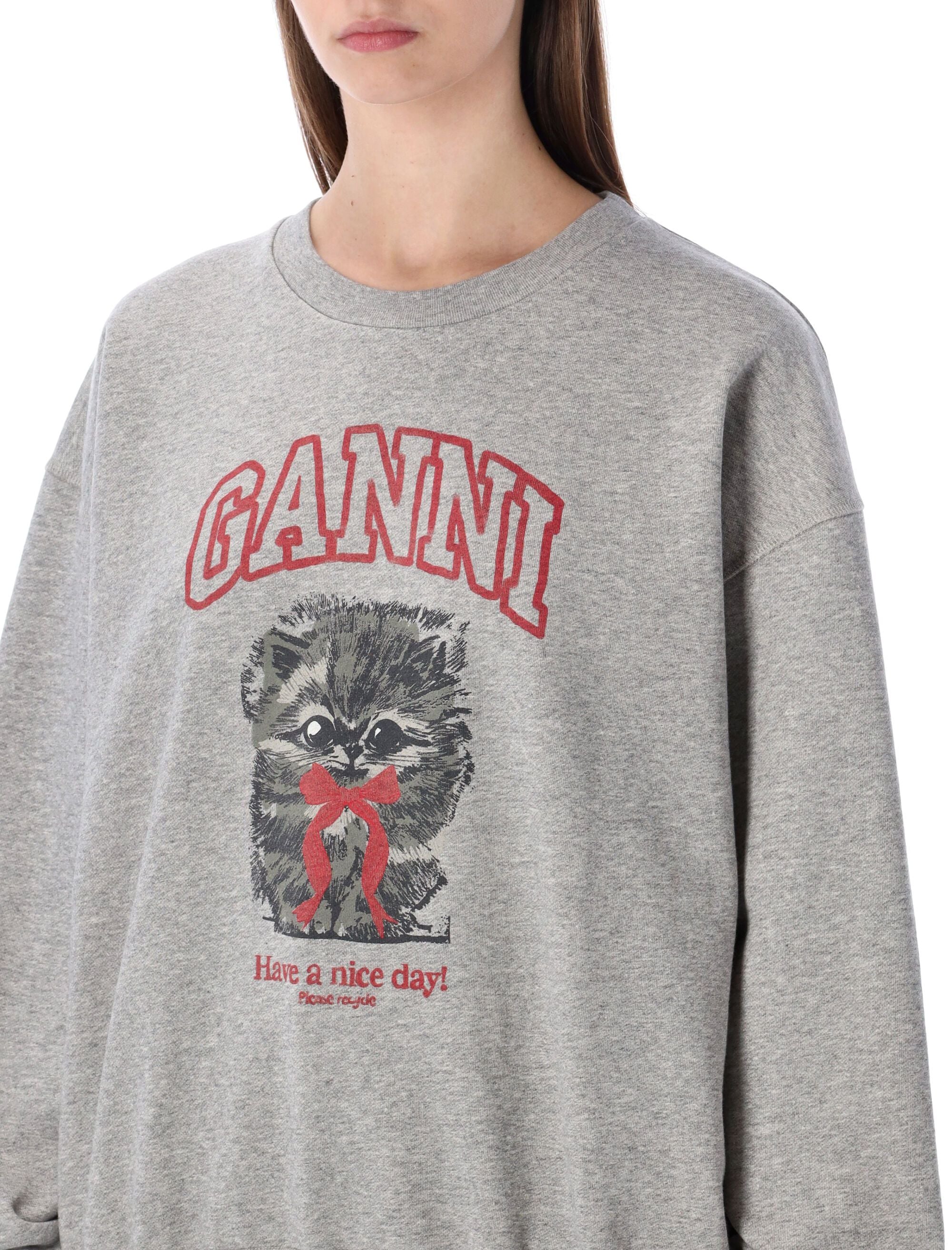 Ganni Relaxed Fit Kitten Graphic T-Shirt - Size S - Image 3