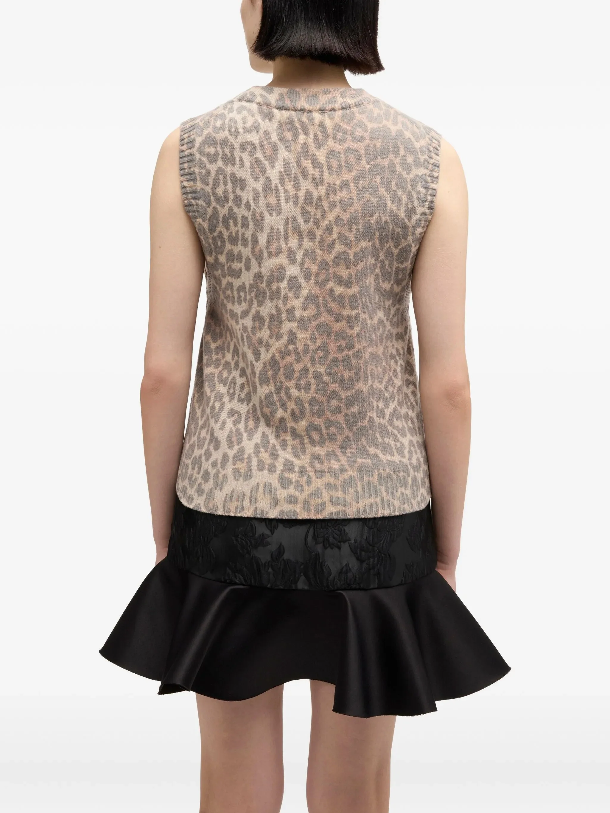 Ganni Ribbed Neck Graphic Print Vest - Size S - Image 4