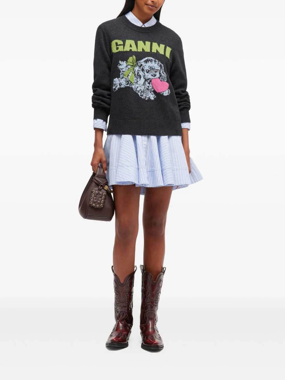 Ganni Round Neckline Long Sleeve Sweater Size S with Graphic Print - Image 2