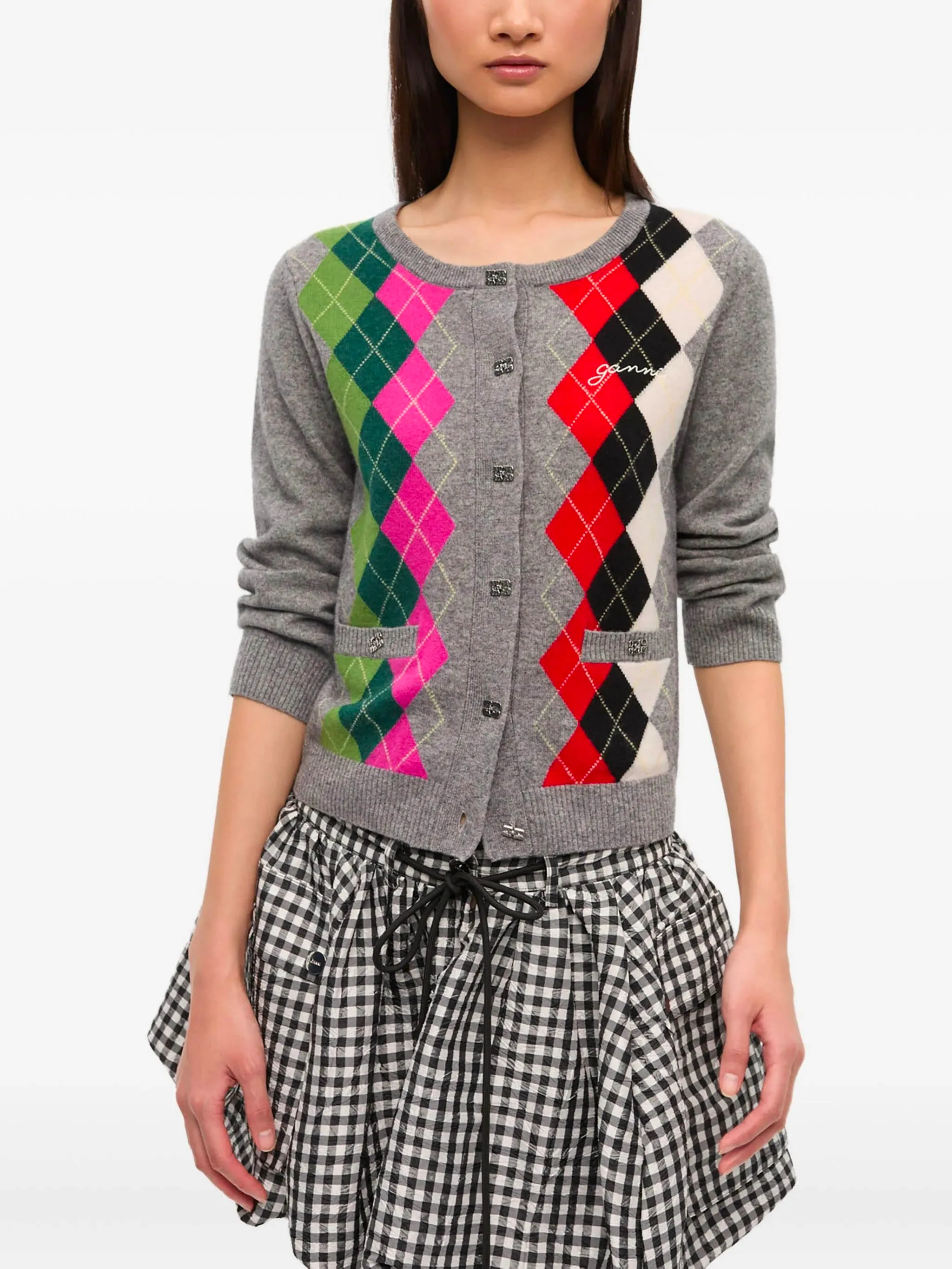 Ganni Round Neckline Long Sleeve Sweater with Button Closure - Size S - Image 3