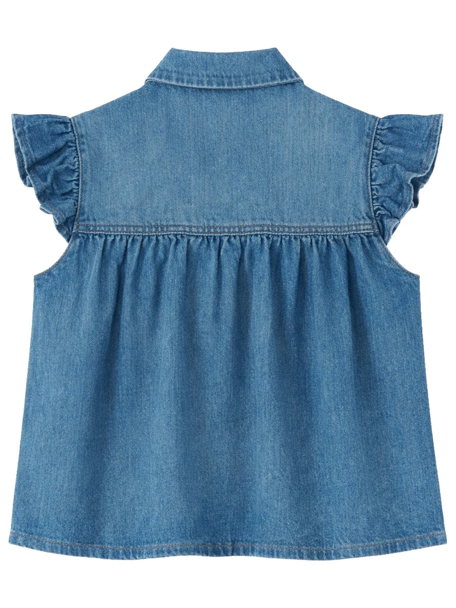 GANNI Ruffled Denim Top - Image 2