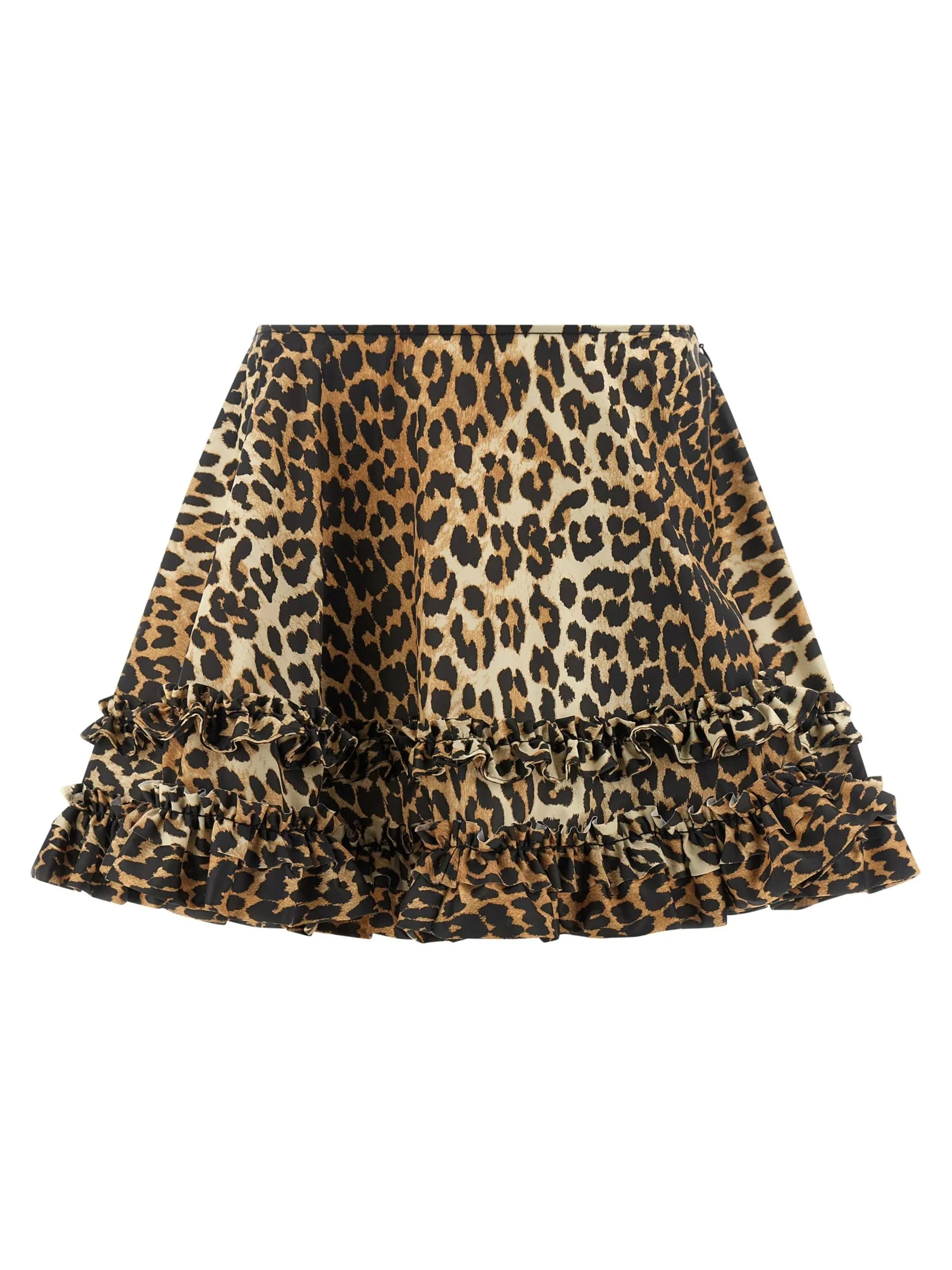 GANNI Ruffled Leopard-print Mini Skirt