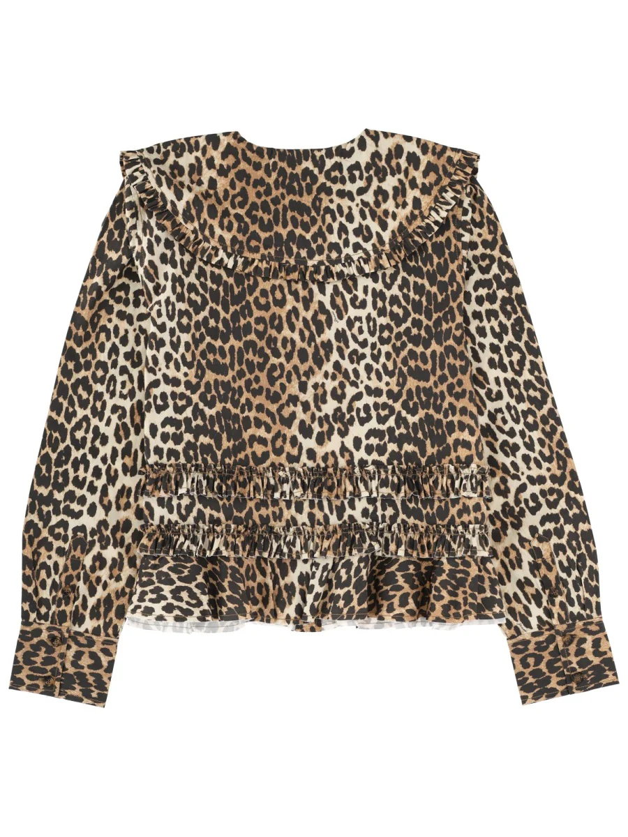 GANNI Ruffled Leopard-print Shirt - Image 2