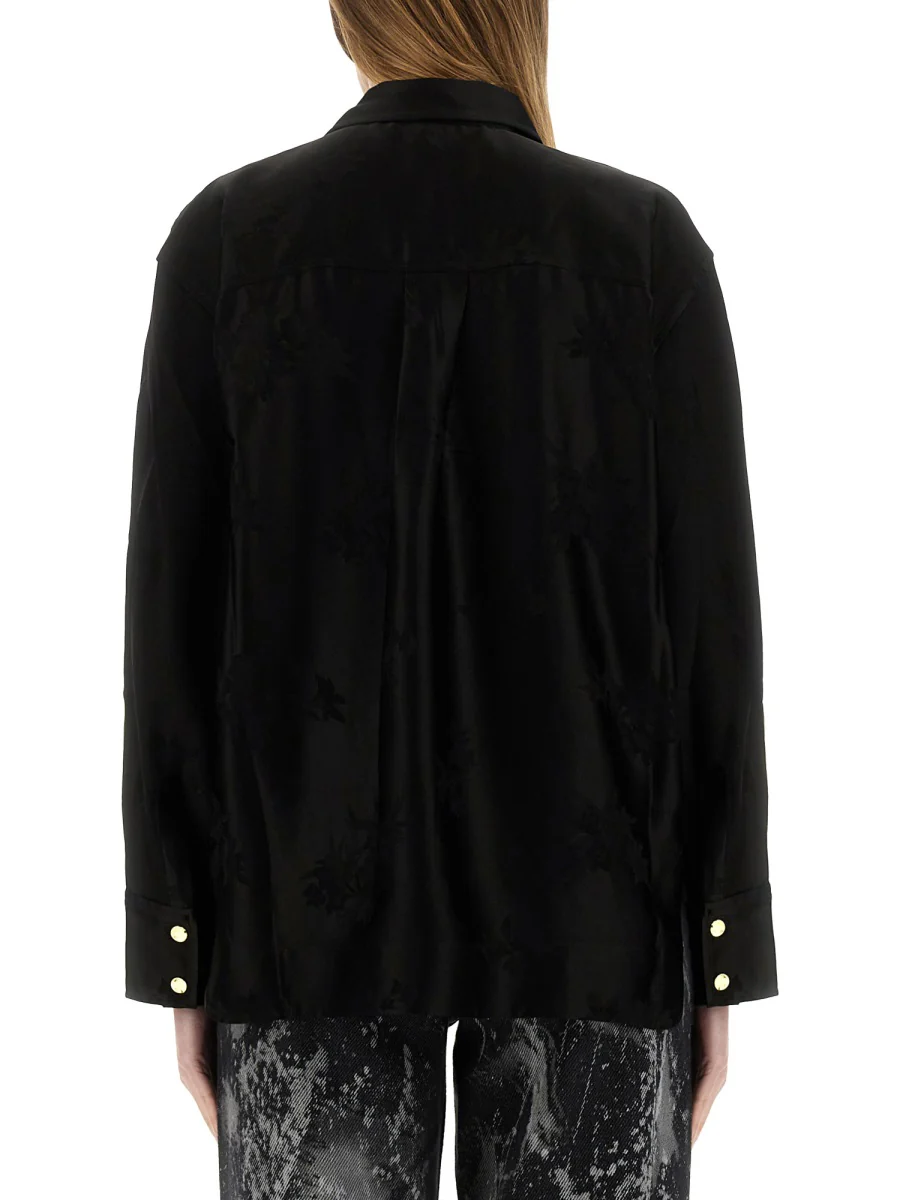 Ganni Satin Jacquard Tie-String Shirt - Image 7