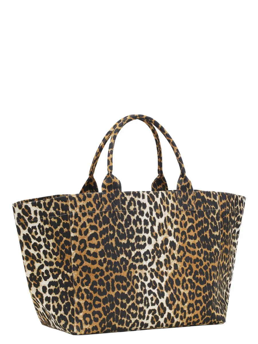 GANNI Shopper XXL Embroidered Leopard-print Cotton-canvas Tote - Image 2