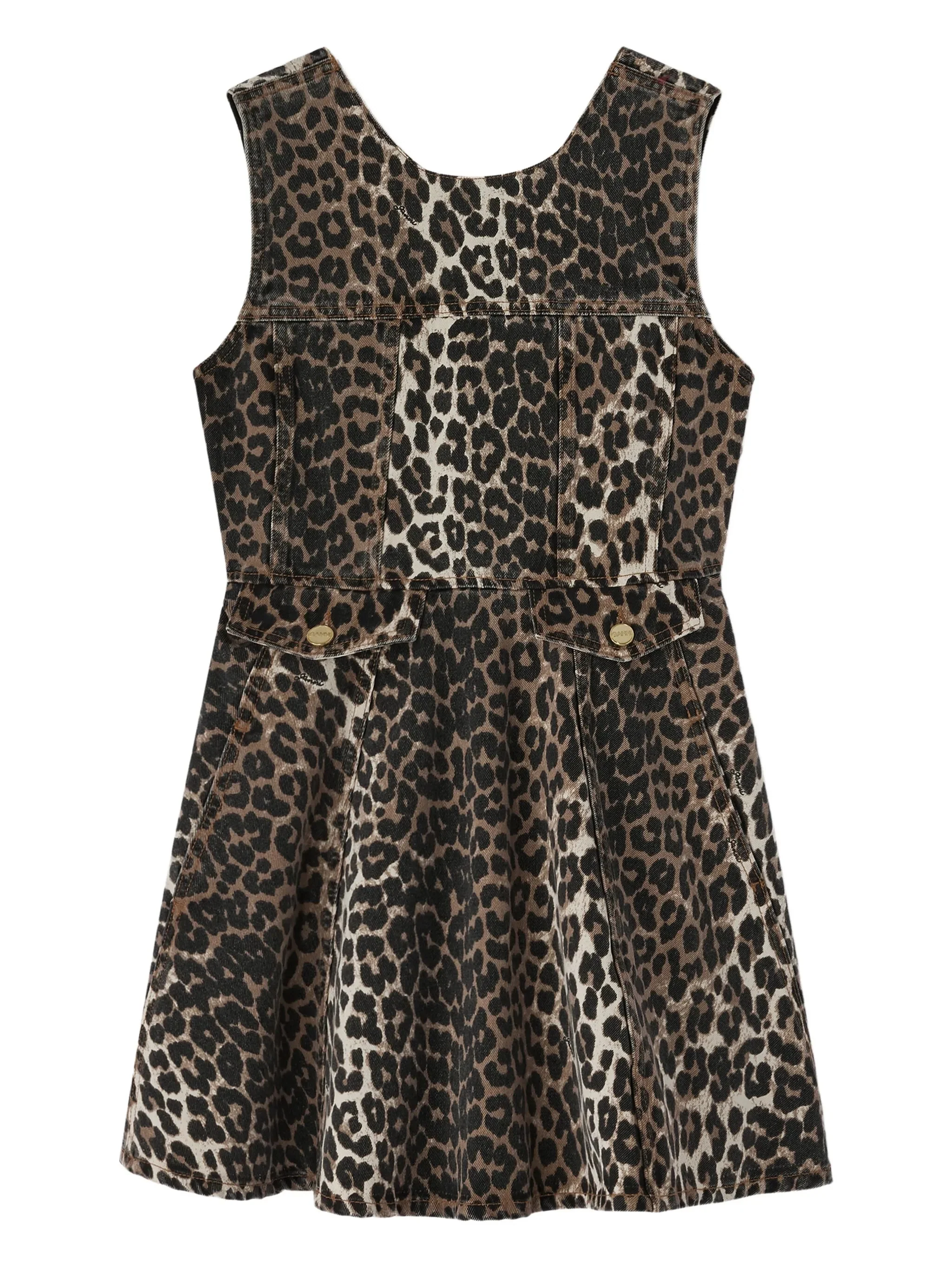 Ganni Sleeveless Round Neck Dress with Pockets - Size 38