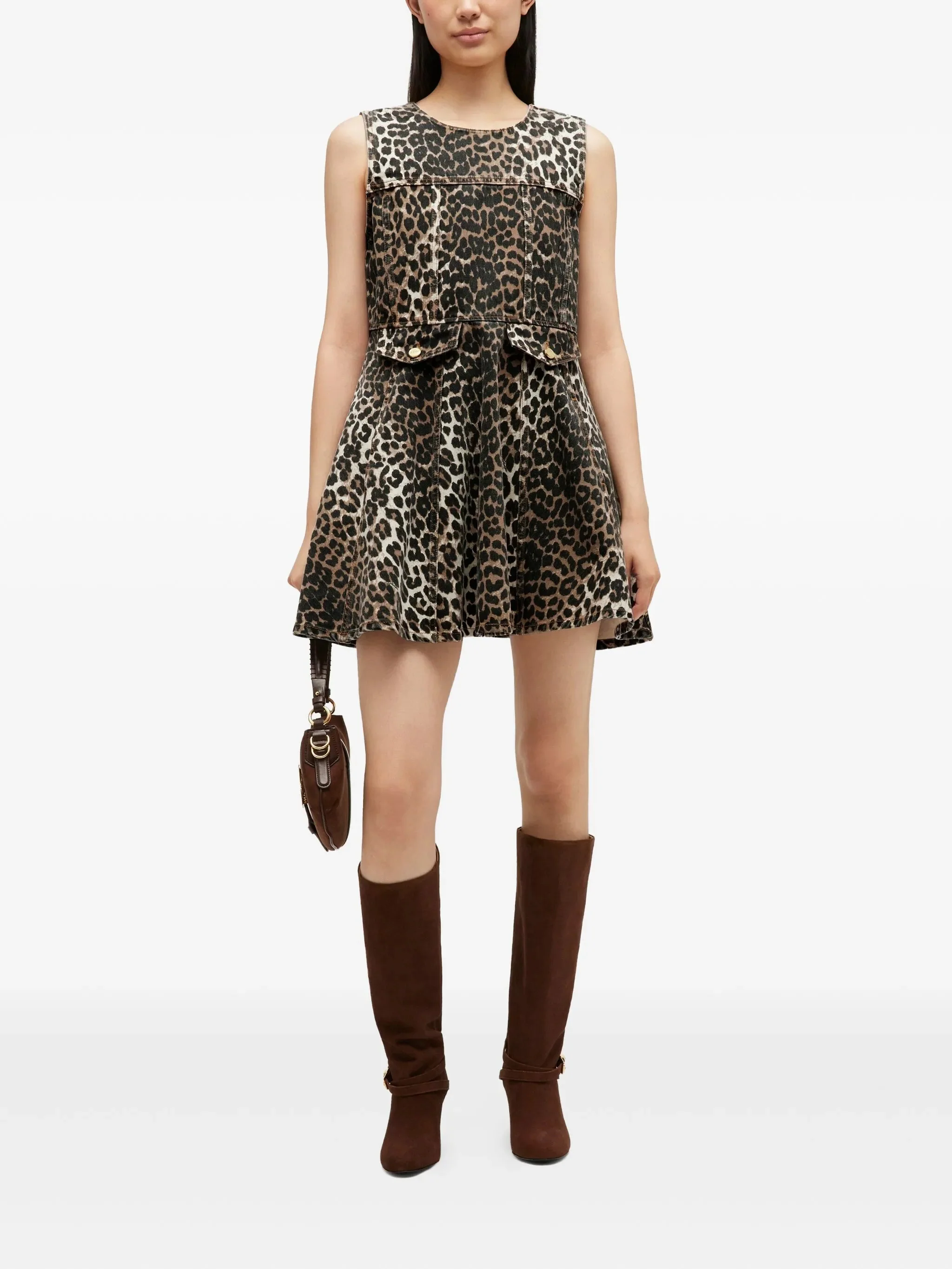 Ganni Sleeveless Round Neck Dress with Pockets - Size 38 - Image 2