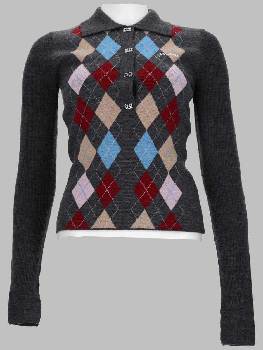 Ganni Slim Fit Polo Sweater for Women