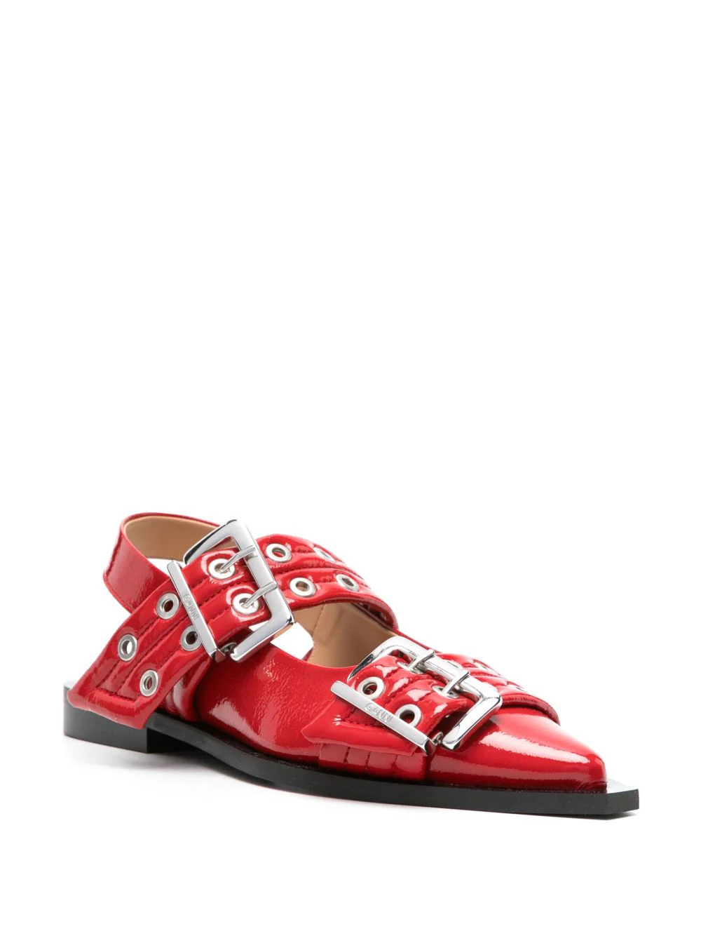 Ganni Squared Block Heel Slingback with Metallic Buckles - Image 2