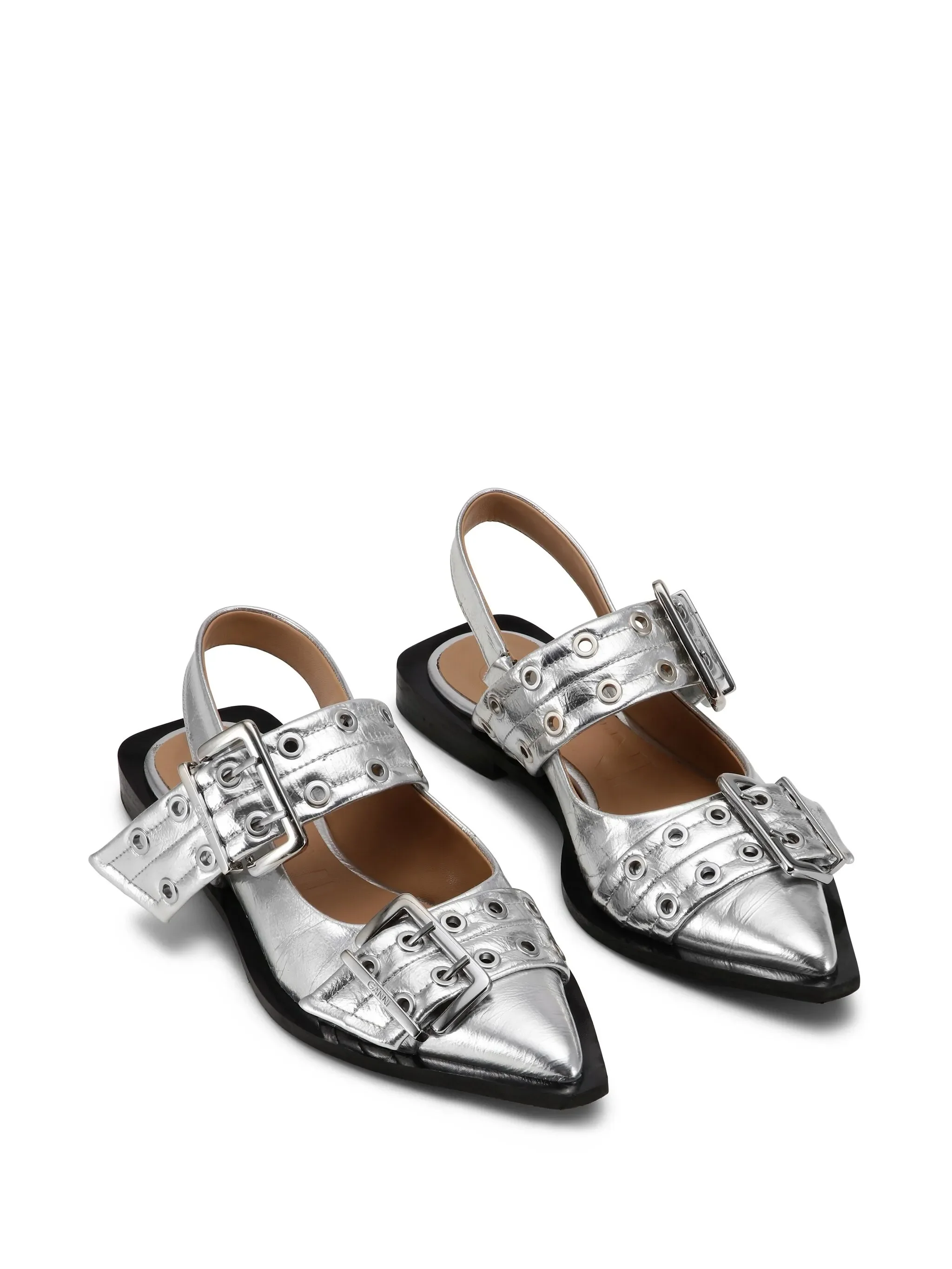 Ganni Squared Block Heels with Slingback Straps - 3 cm Height - Image 2