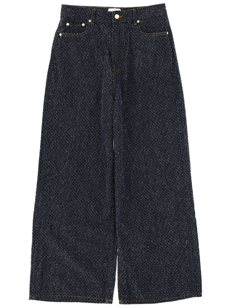 GANNI Tweed Denim Baggy Jeans