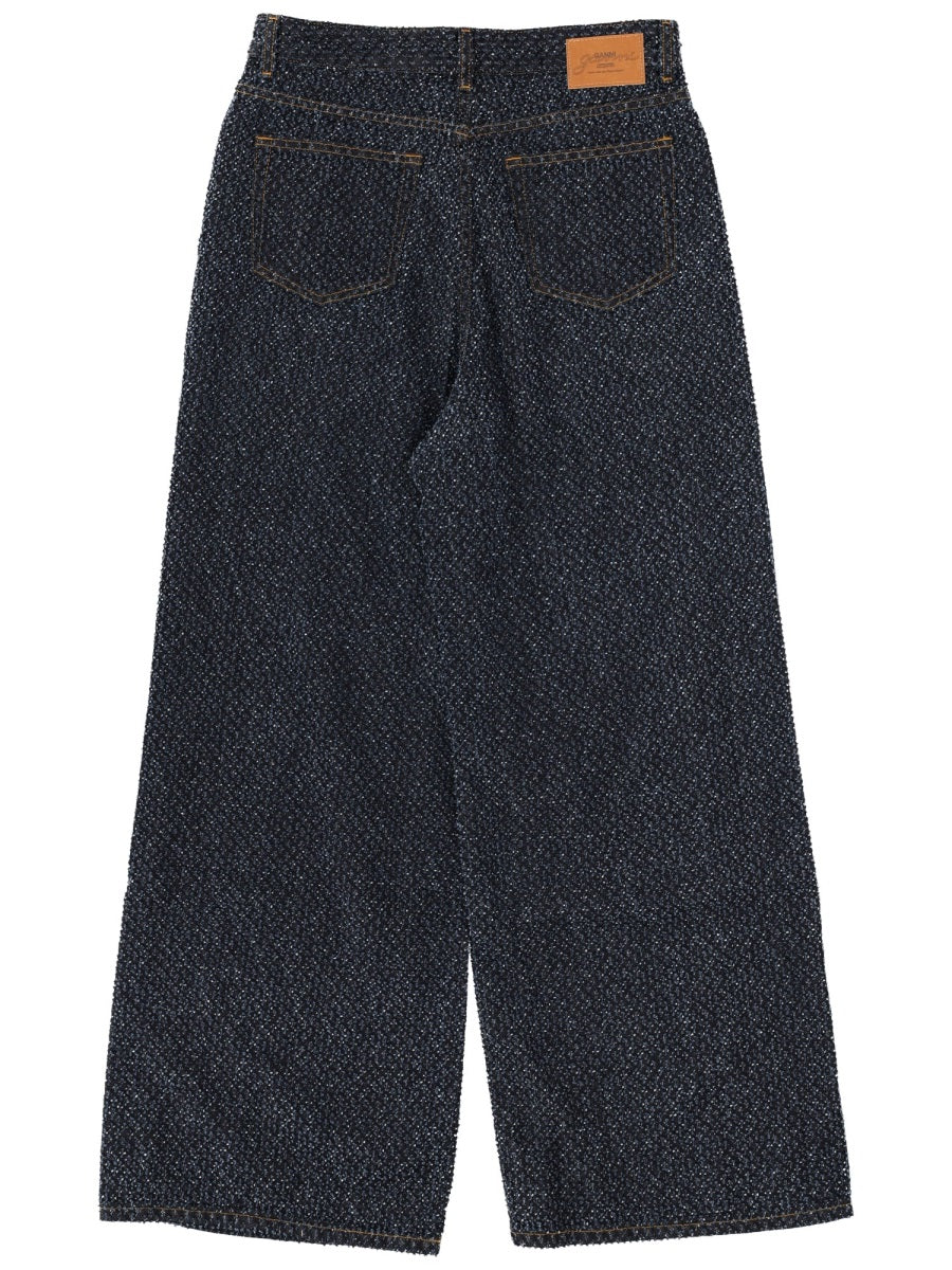 GANNI Tweed Denim Baggy Jeans - Image 2