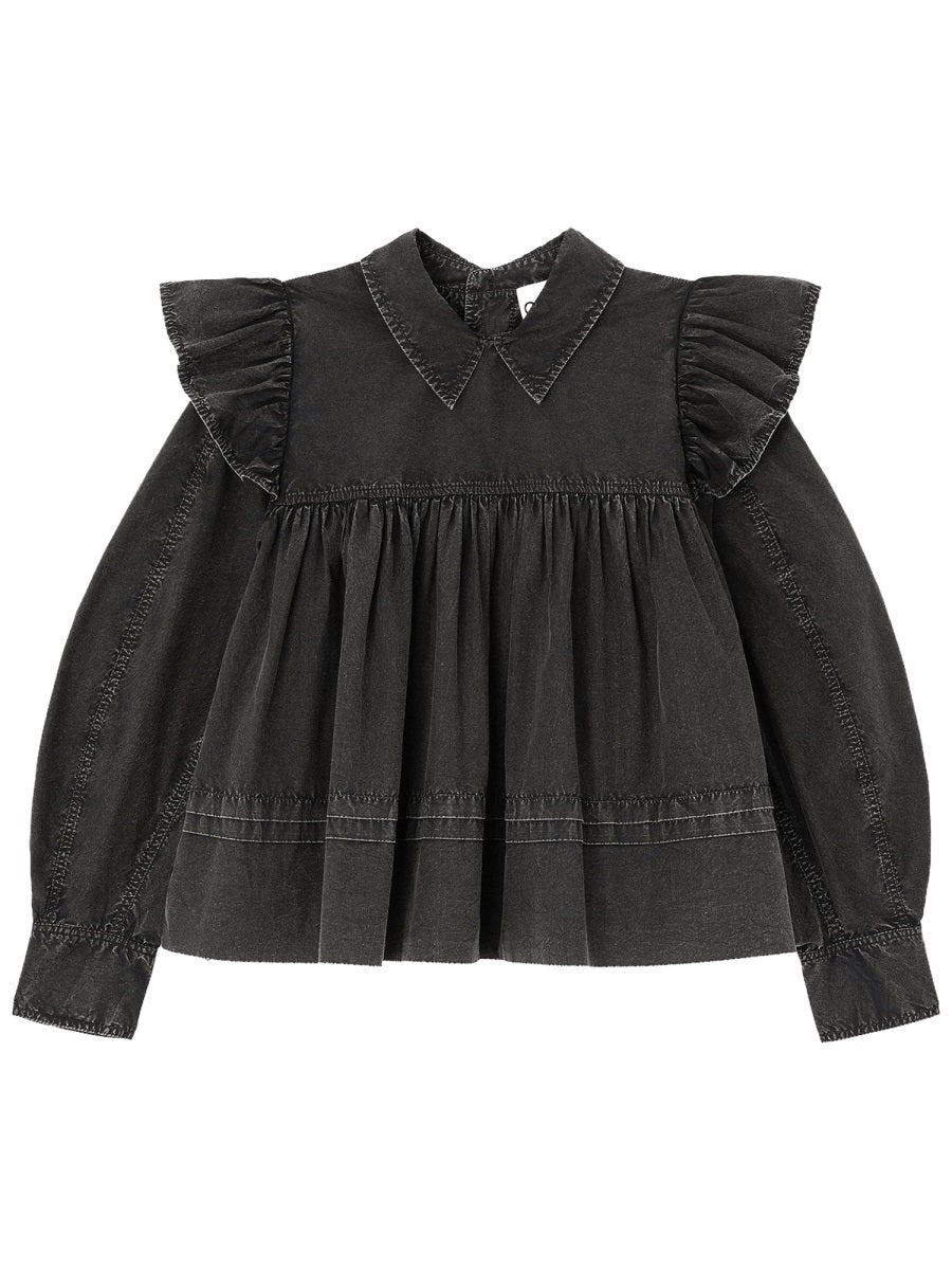 GANNI Washed Frill Blouse