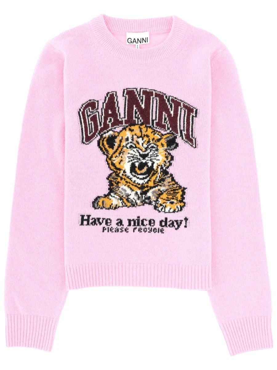 GANNI Women's Graphic Wool Sweater