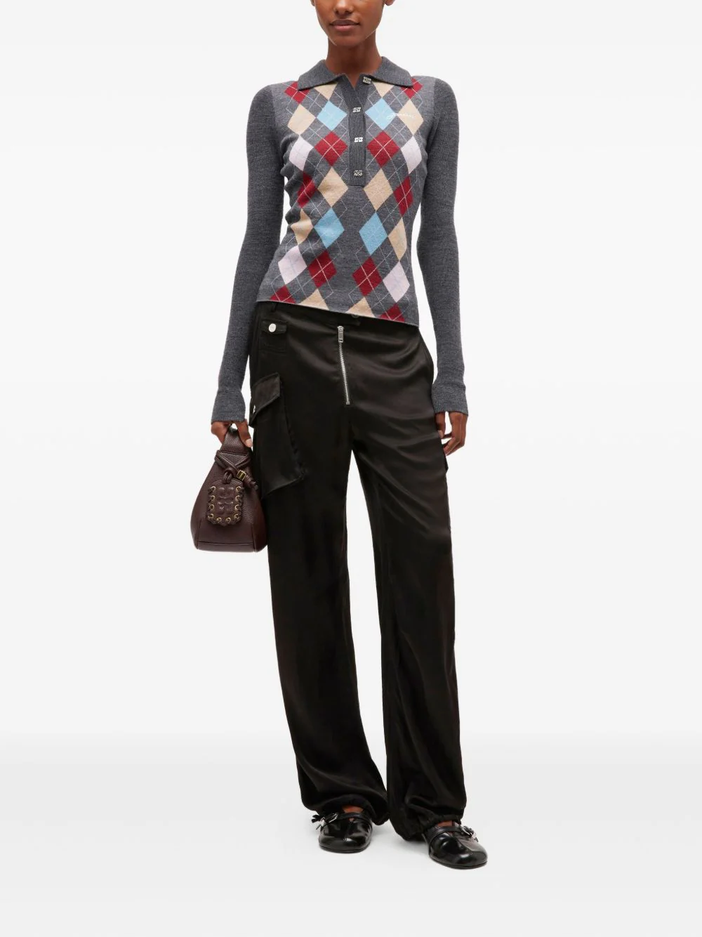 Ganni Women's Polo Neck Sweater with Long Sleeves - Size S - Image 2