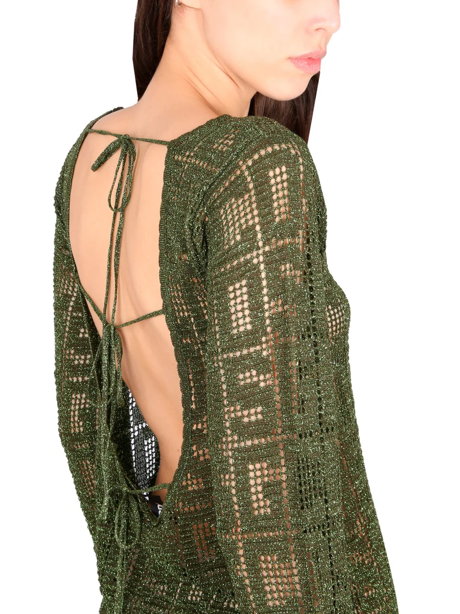 Gcds Monogram Midi Dress with Boat Neckline - Image 4