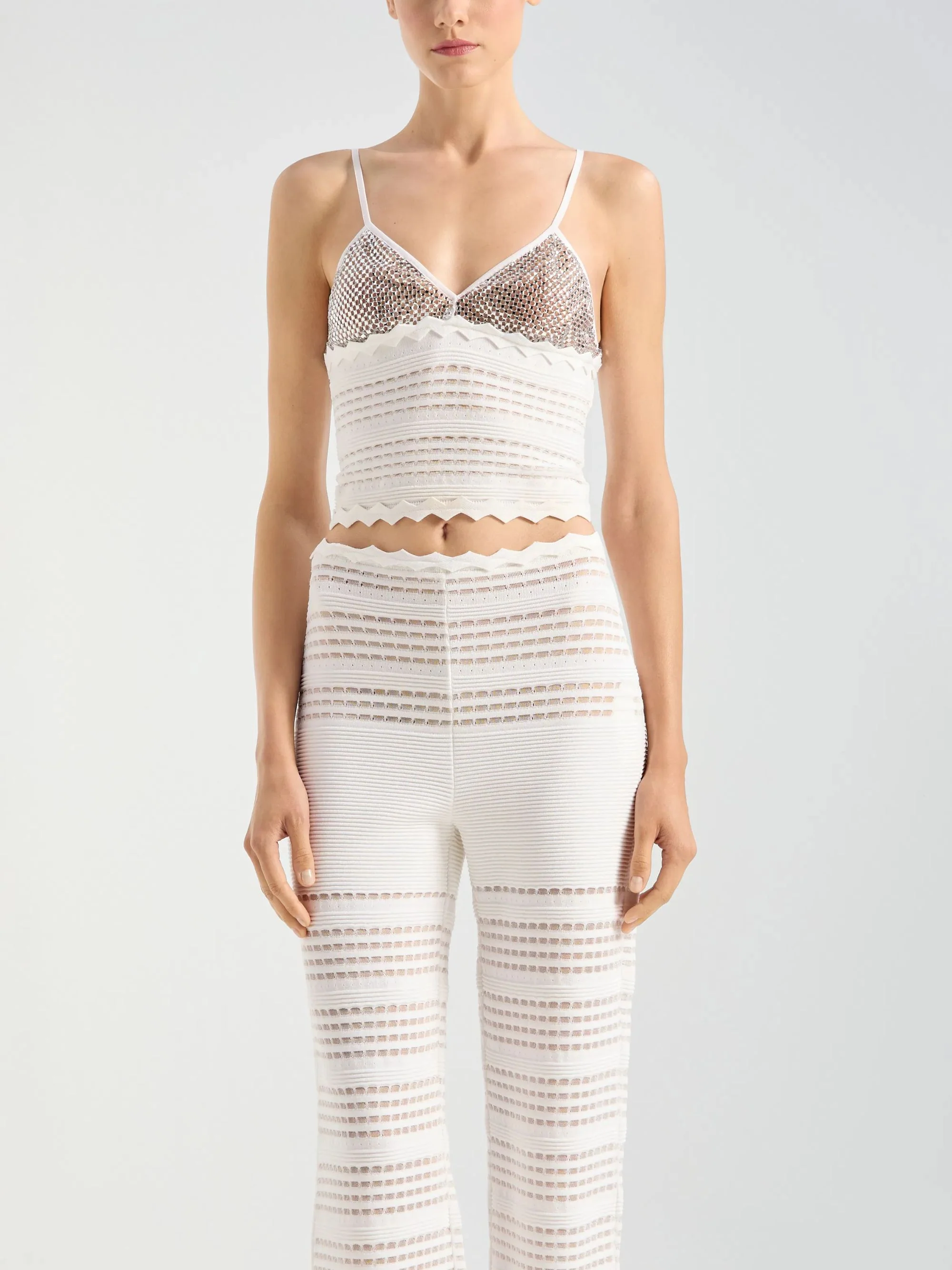 Genny Knitted Top with Rhinestone Mesh - Image 2