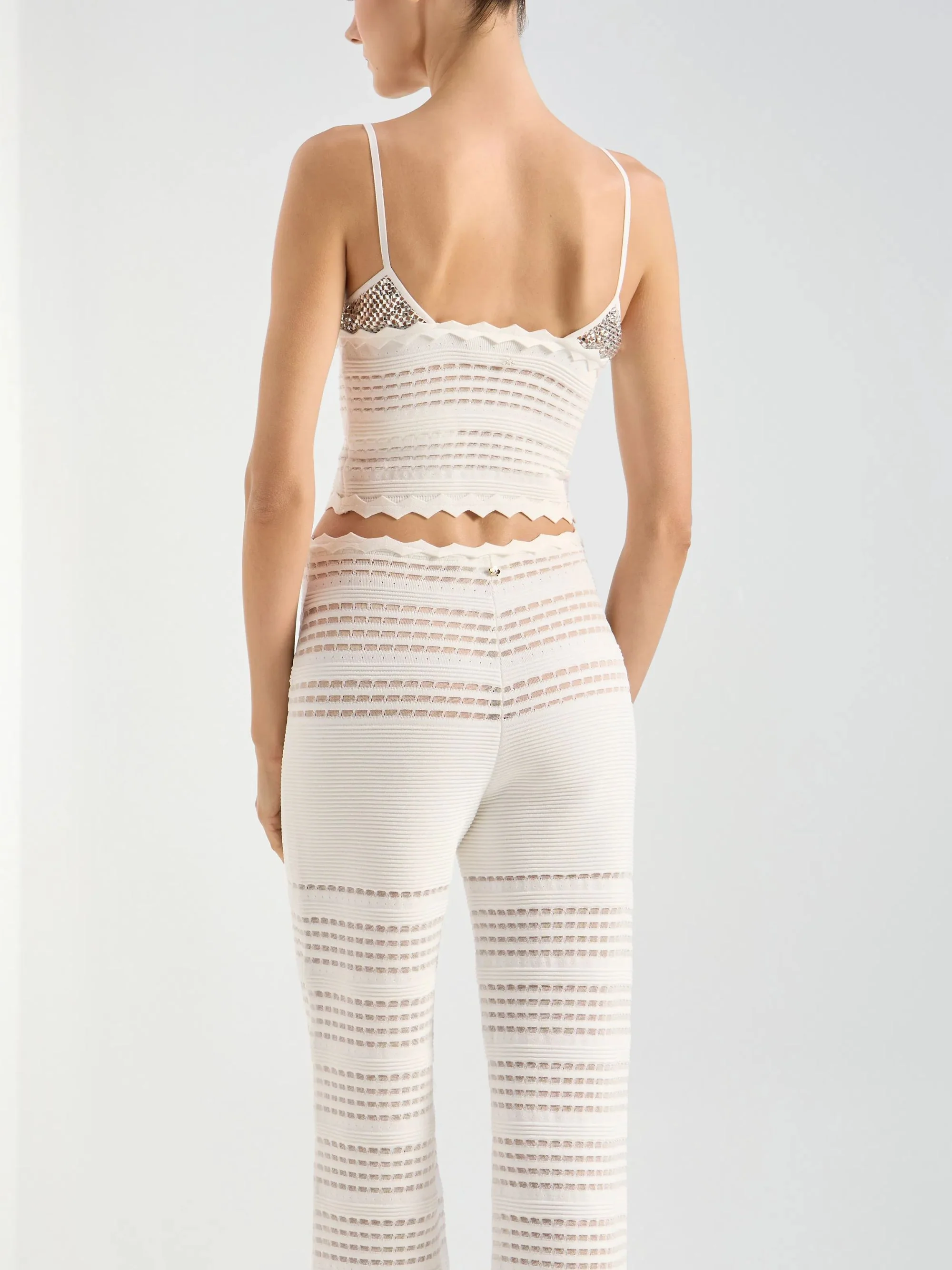 Genny Knitted Top with Rhinestone Mesh - Image 3