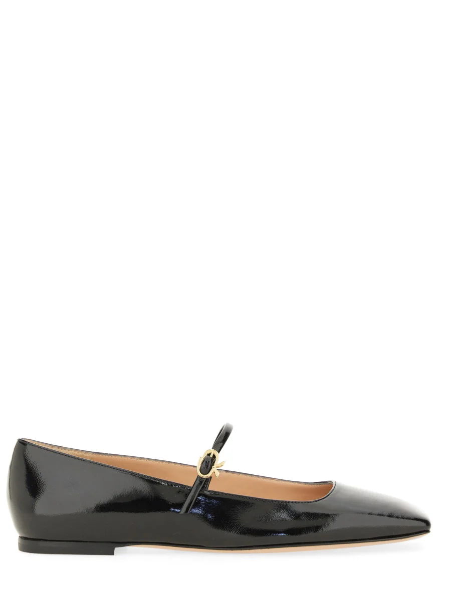 GIANVITO ROSSI Buckle-fastening Leather Ballerina Shoes