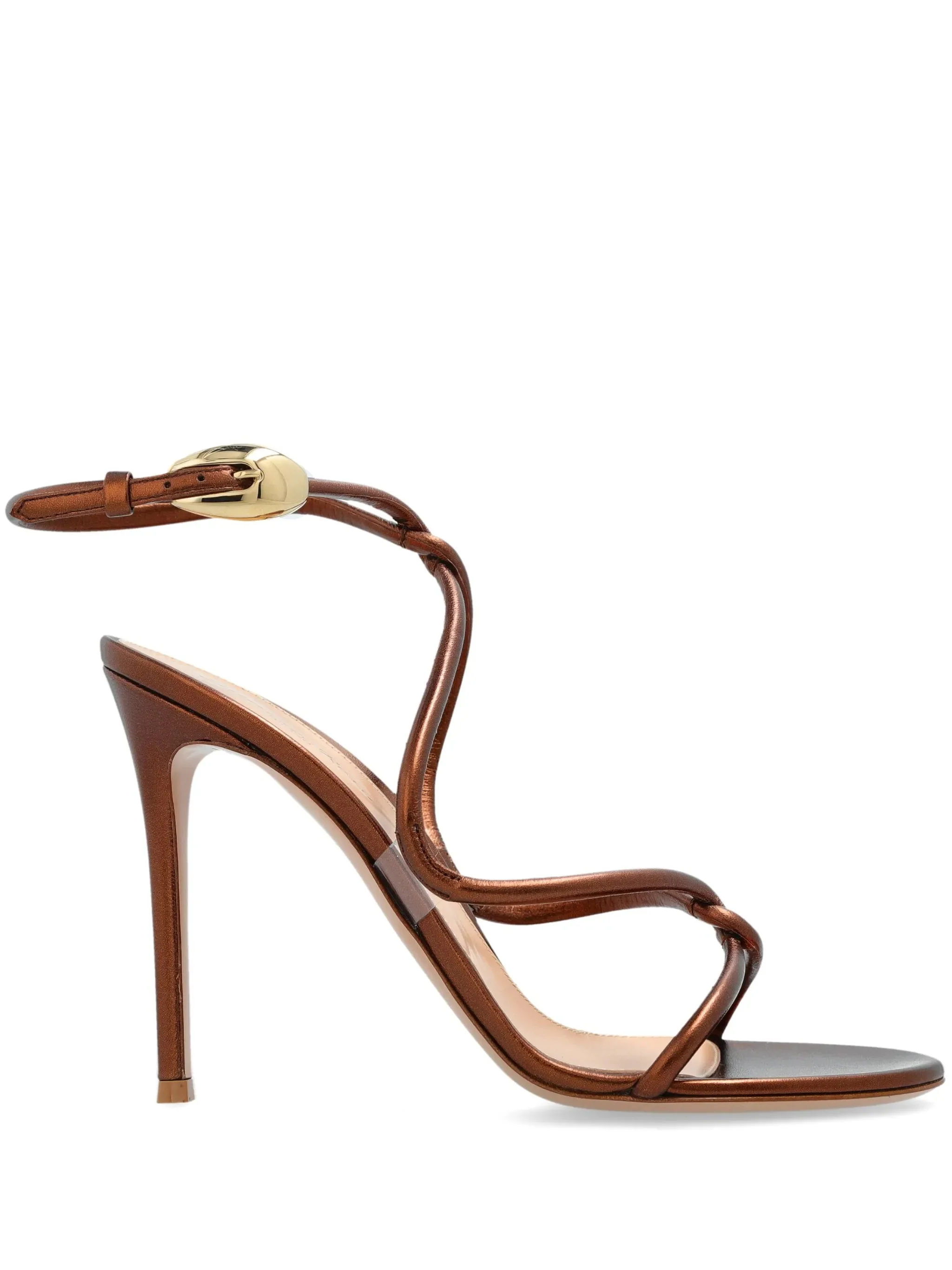 Gianvito Rossi Metallic Effect Round Toe Sandals with 105 mm Heel