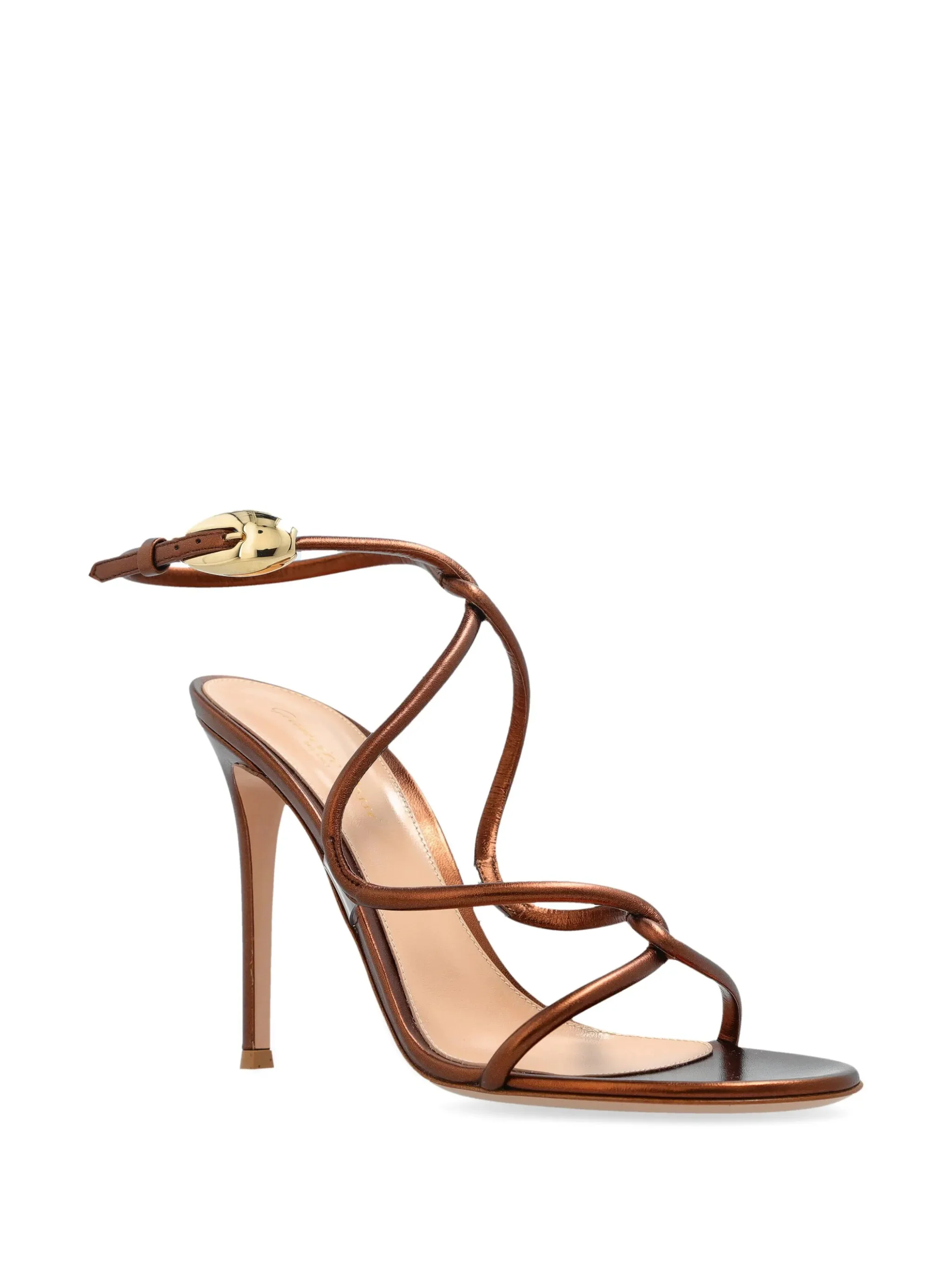 Gianvito Rossi Metallic Effect Round Toe Sandals with 105 mm Heel - Image 2