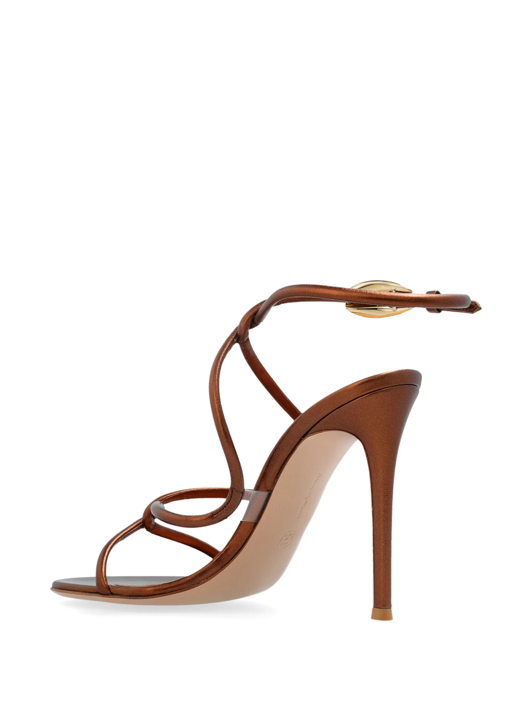 Gianvito Rossi Metallic Effect Round Toe Sandals with 105 mm Heel - Image 3