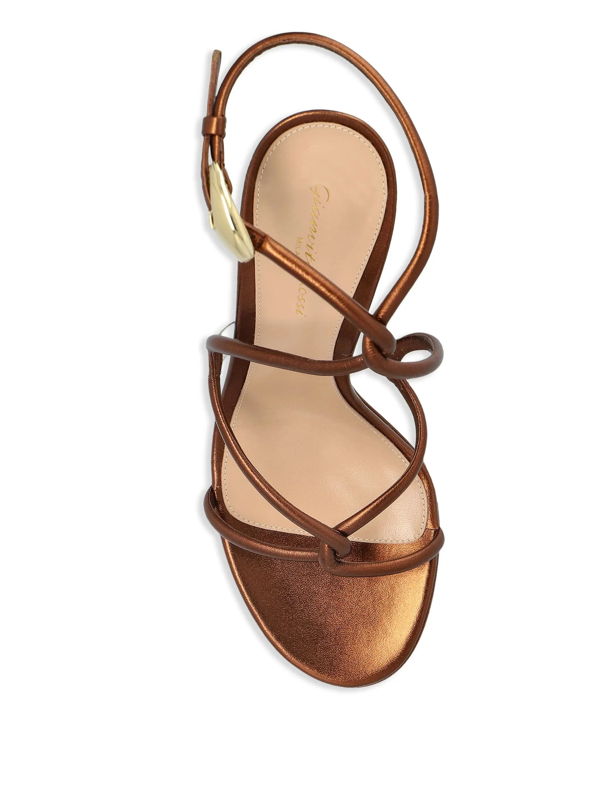 Gianvito Rossi Metallic Effect Round Toe Sandals with 105 mm Heel - Image 4