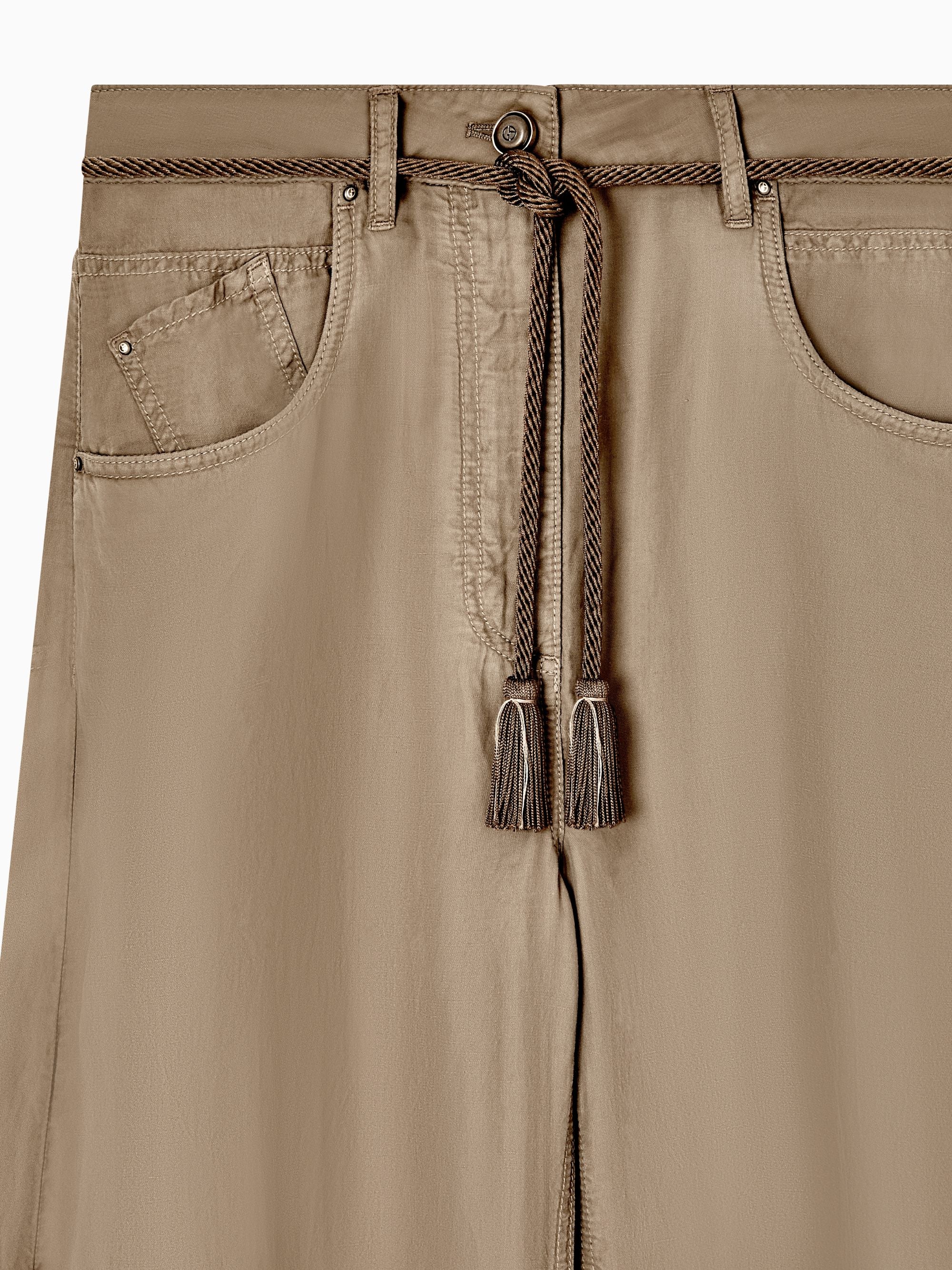 Giorgio Armani Cupro and Linen Trousers with Belt - Image 3