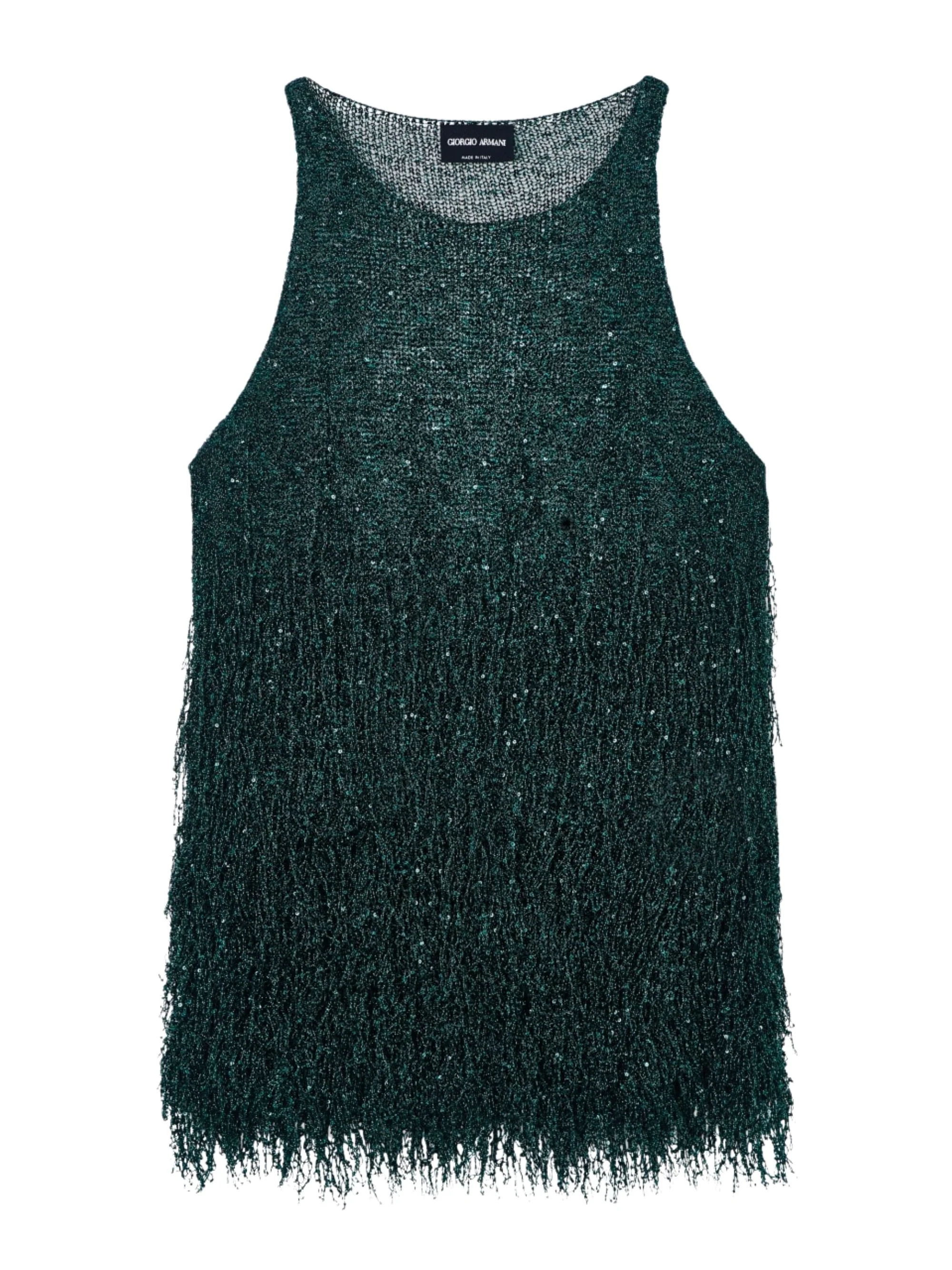 Giorgio Armani Lurex Jersey Top with Fringes