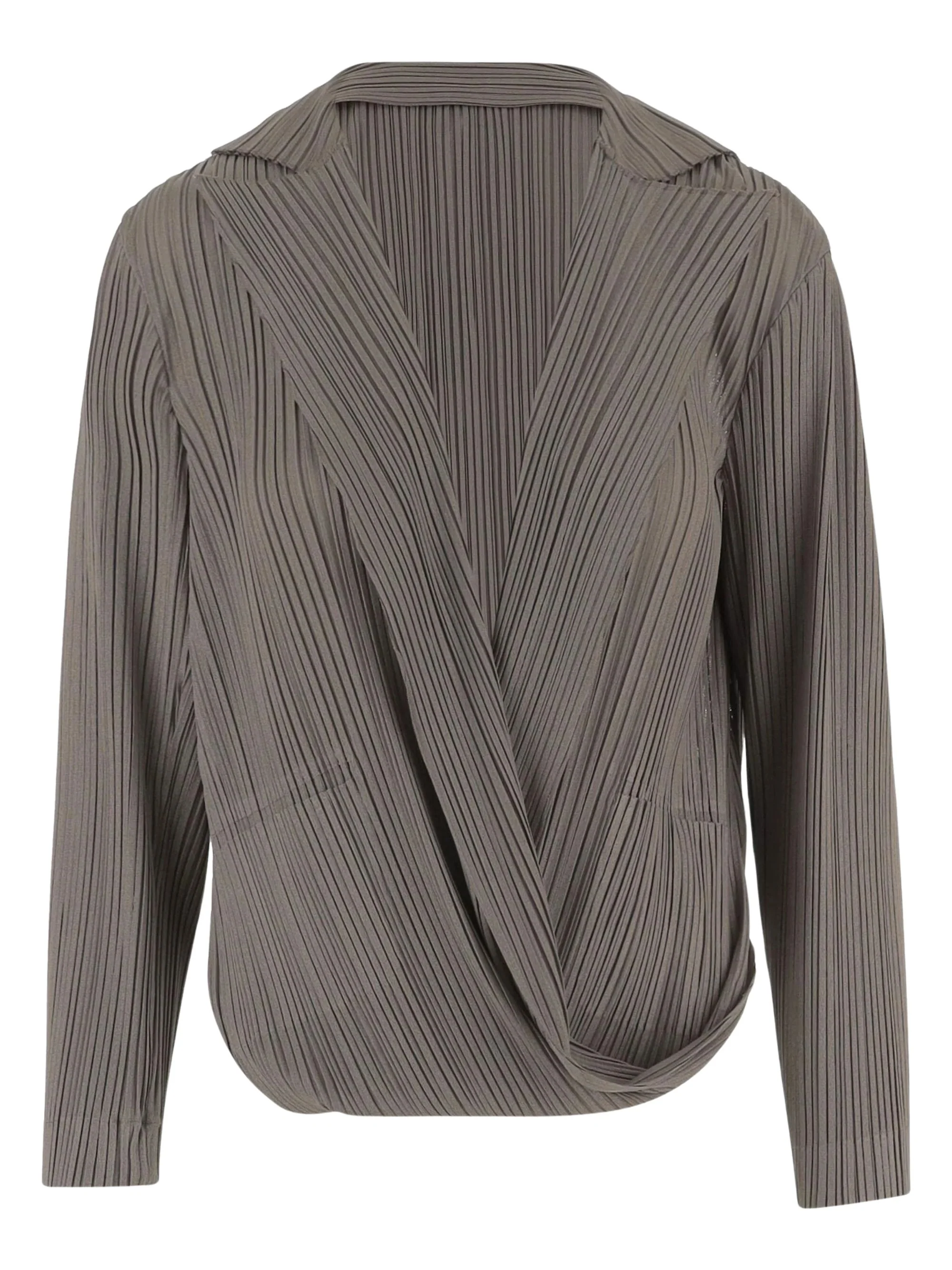 Giorgio Armani Women's Pleated Long Sleeve T-Shirt with Notched Lapels