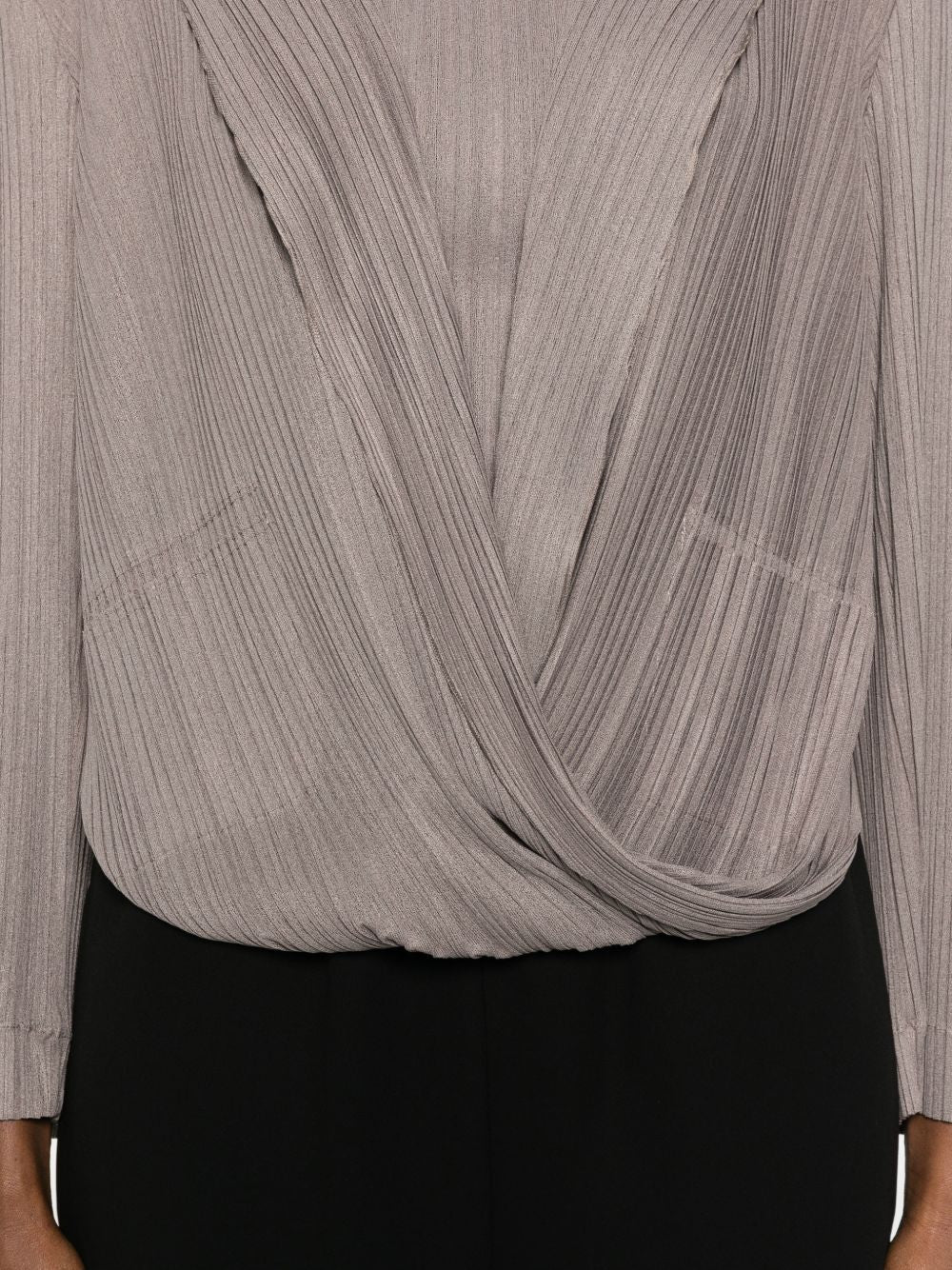 Giorgio Armani Women's Pleated Long Sleeve T-Shirt with Notched Lapels - Image 4