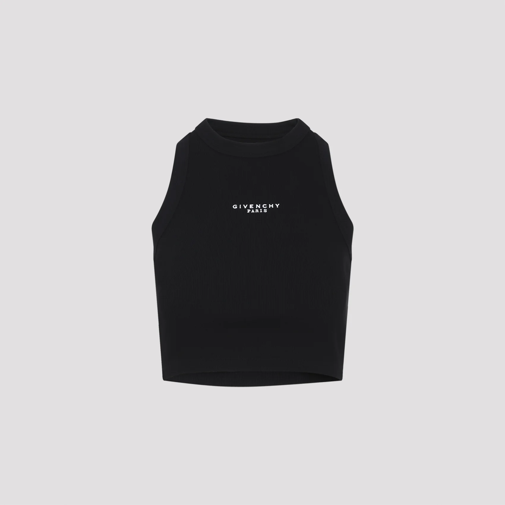 GIVENCHY Cropped Tank Top in Cotton with Paris Print - Image 4