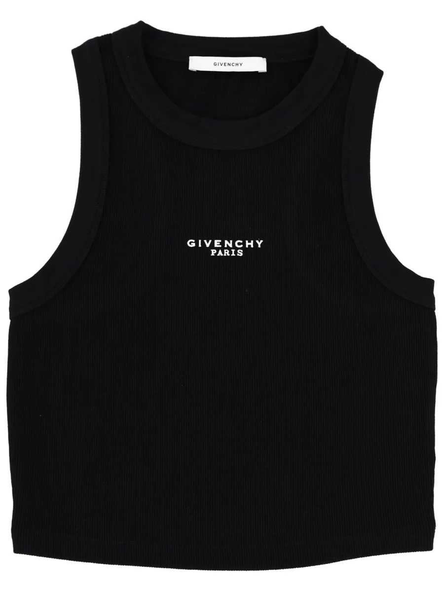 GIVENCHY Cropped Tank Top in Cotton with Paris Print - Image 7