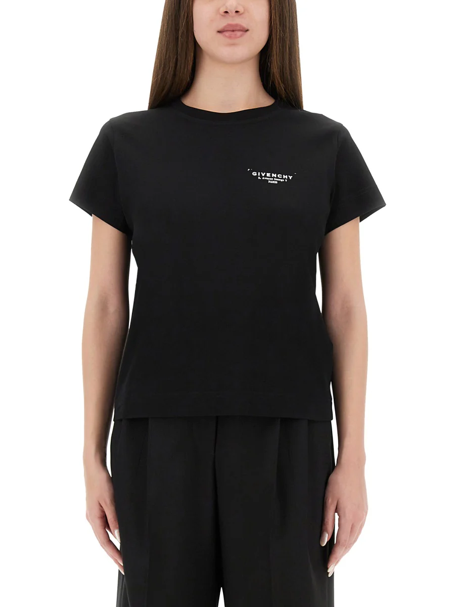 GIVENCHY T-shirt in Cotton with GIVENCHY Stamp Print - Image 3